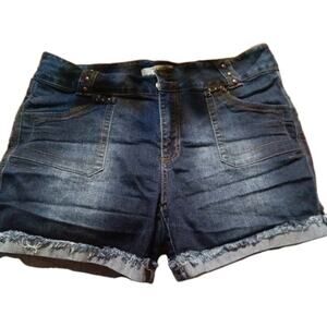 Sandpiper Womens Denim Super Stretch Cuffed Shorts Size 22W Dark Wash NWT